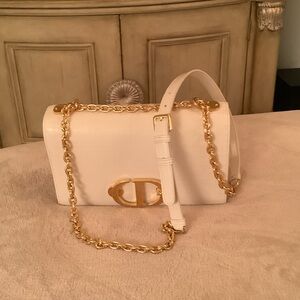 Christian Dior White and Gold Chain Bag
